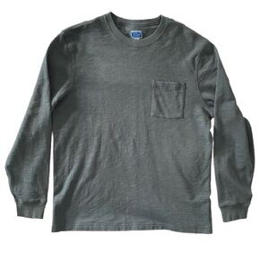 J. Crew Knit Goods Men's Green Long Sleeve Pocket Shirt Size L Cotton EUC